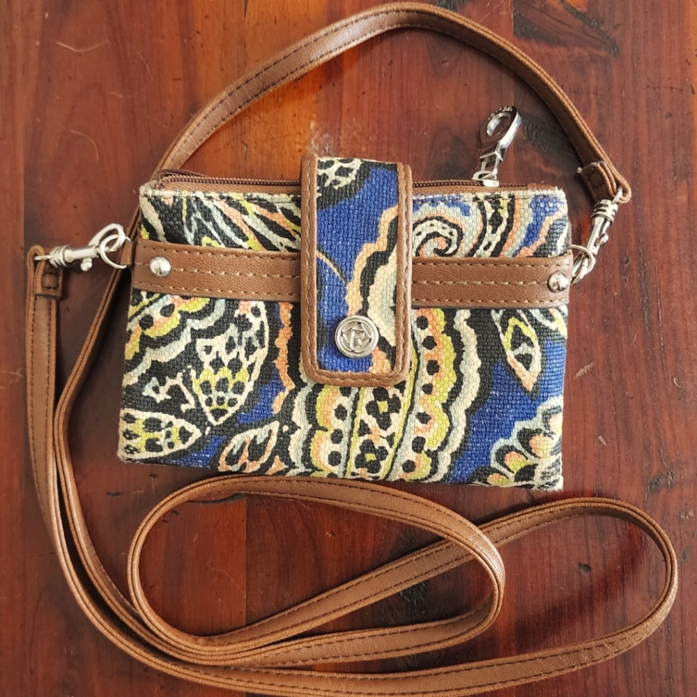 Relic Blue and Brown Patterned Crossbody Bag